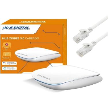 Imagem de Hub Zigbe 3.0  Cabeado Rj45 Wi-fi Smart Life Alexa e Google Assistente Zigbee Novadigital Branco