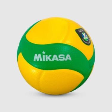 Imagem de Bola Oficial de Voleibol Mikasa V200W-CEV Amarela e verde