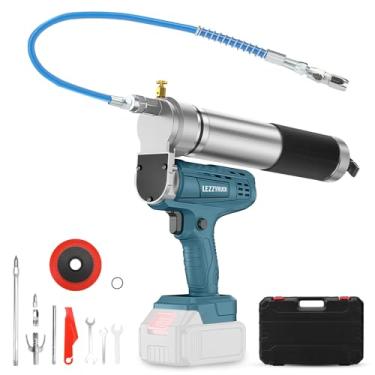 Imagem de LEZZYRUCK Pistola de graxa sem fio para bateria Makita de 18 V (sem bateria), 12000 PSI, 141.7 g/min, kit de pistola de graxa elétrica de alta pressão com mangueira de 100 cm, luz LED para manutenção