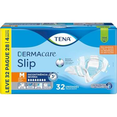 Imagem de Tena Slip Dermacare, Fralda Geriátrica para Incontinência Urinária, M - Leve 32 Pague 28 unidades