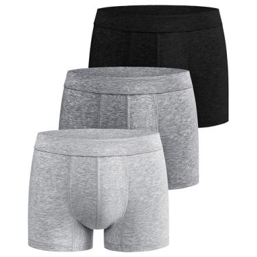 Imagem de Battewa Cueca boxer para incontinência urinária lavável absorvente urinária à prova de vazamento para vazamento na bexiga 50 ml (grande, 3 cores, pacote com 3)