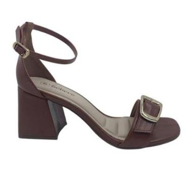 Imagem de Sandália Casual Salto Bloco Bebecê Marrom 6030125 - Pecan 40-Feminino