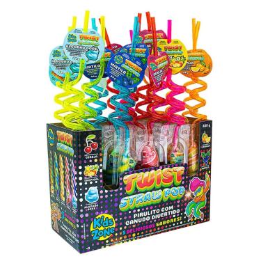 Imagem de Pirulito Kids Zone Twist Straw Pop Sabores 44g com 1 Unidade