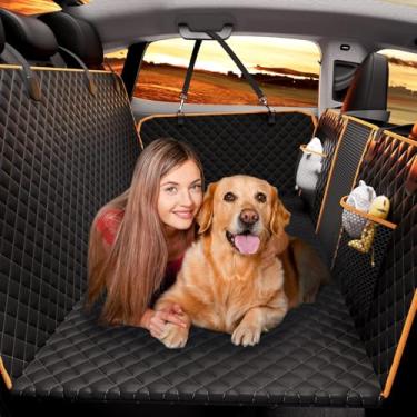 Imagem de Capa de assento de carro para cachorro para banco traseiro, comporta 190 kg, extensor de banco traseiro impermeável para cães com fundo rígido, material atualizado 2025, rede de cachorro para carro
