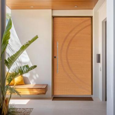 Imagem de Kit Porta de Madeira Pivotante 210x120cm Batente 14cm Fechadura 803 Ro