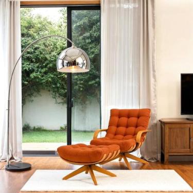 Imagem de Poltrona material sintético Com Braço + Puff Giratória Base Reforçada 