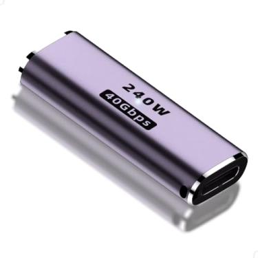 Imagem de Adaptador USB-C 4.0 240W 40Gbps, PD Fast Charge – 8K UHD, Áudio e Vídeo – Type-C Macho para Fêmea, Thunderbolt 4/USB4, Alumínio Premium (extensor)