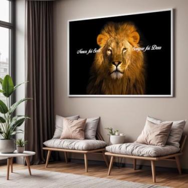 Imagem de Quadro com Moldura Sala Quarto Leão Nunca Foi Sorte Sempre Foi Deus Decorativo Horizontal Grande Hall