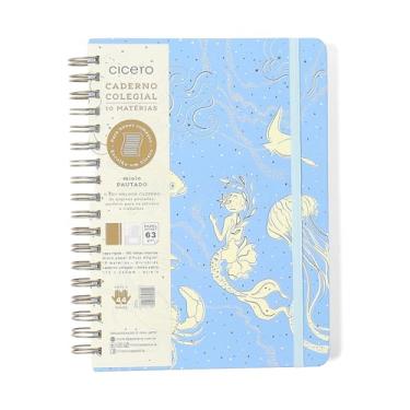 Imagem de CADERNO ESPIRAL ORIGENS PAUTADO 17X24 AQUA AZUL 10 MATERIAS 160 FLS