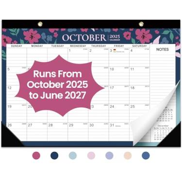 Imagem de Calendário de mesa 2025-2026, calendário de 21 meses de outubro de 2025 a junho de 2027 – grande 43 x 30 cm, calendário mensal de mesa/parede para escola em casa ou escritório - pétalas do crepúsculo