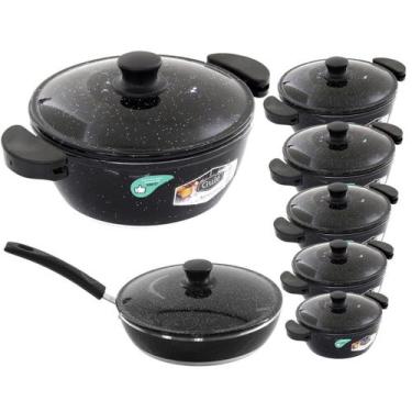 Imagem de Jogo De Panelas 7 Peças Gulê Alumínio Fundido Preto