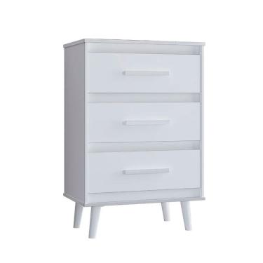 Imagem de Cômoda Para Quarto Pé Palito 3 Gavetas Lima Branco
