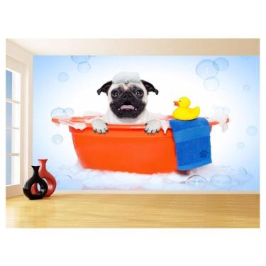 Imagem de Papel De Parede Animal Cão Petshop Banho Tosa 3,5M Anm393