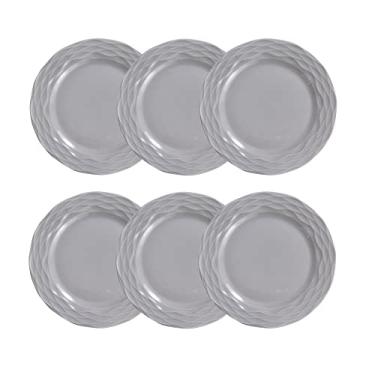 Imagem de Prato raso em porcelana, modelo Ondas, Ø 26,5 cm, Germer, Cinza