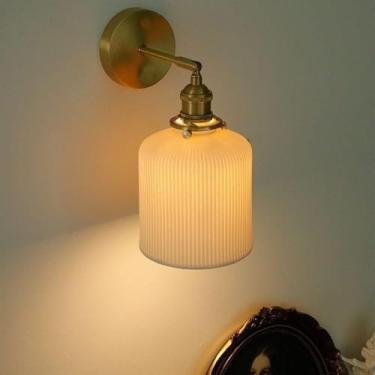 Imagem de Luminária de parede ajustável moderna com abajur de cerâmica branca, luminária de parede com rotação de 180°, luminária de cabeceira para quarto - Lanterna de parede E27, luminária de parede