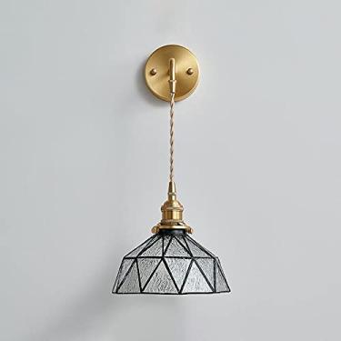 Imagem de Luminária de parede de vidro, arandela de latão, luminária de parede interna, altura ajustável E27, luminárias de parede, luzes de leitura de cabeceira para sala de estar, estante, cômoda, m