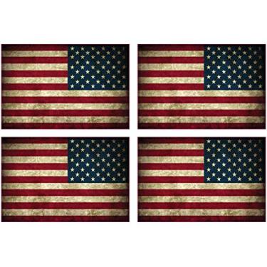 Imagem de (Pacote com 4 adesivos refletivos) para trás da bandeira americana rústica - Decalques gráficos de vinil de 5 cm para carros, Macbooks, iPods, telefones, capacetes, caixas de ferramentas, janelas ou