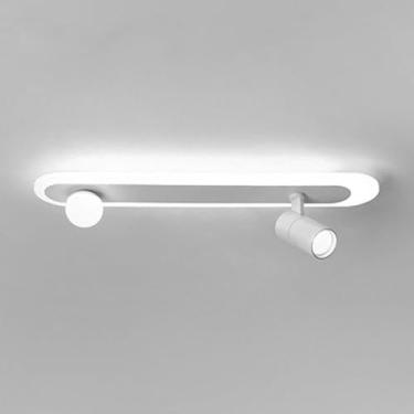Imagem de Luminária de teto LED branca semi-embutida, lustre linear moderno com holofote, luminária moderna próxima ao teto para corredor e sala de estar