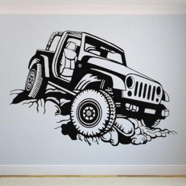 Imagem de Adesivos de parede de veículos off-road, pôsteres de parede Jeep, decalques artísticos de carro, decorações de quarto infantil, murais 115 x 86 cm