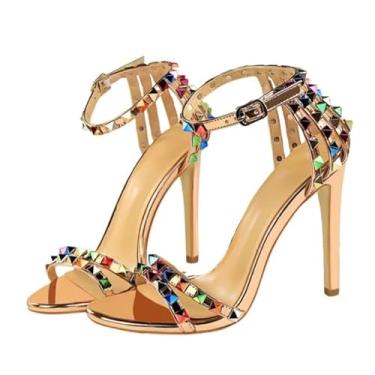 Imagem de Sandália decorada com Spikes em Diamantes (Dourado, BR, Adulto, Numérico, 34, Padrão)