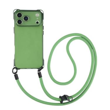 Imagem de LYJSMGZ Capa translúcida para iPhone 17Pro Max/17/17Pro/17Air, com cordão à prova de choque, capa de telefone antiamarelamento TPU macio, capa fina, verde, 17