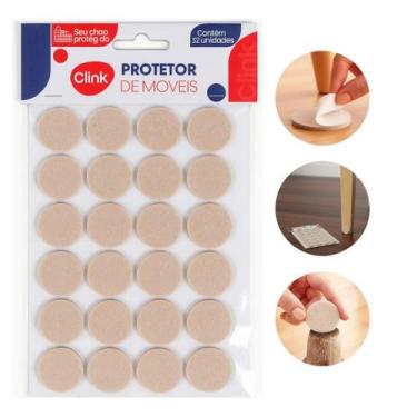 Imagem de Protetor de Móveis Redondo CLINK 32 Peças Feltro Adesivo 2,5 cm x 0,3 
