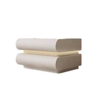 Imagem de Mesa de cabeceira cabeceira armário de cabeceira armário de armazenamento inteligente couro moderno simples três gavetas iluminado armário de cabeceira mesa de cabeceira (branco, pequeno)