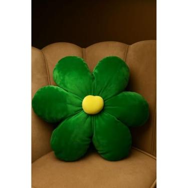 Imagem de Almofada Decorativa Margarida em Cetim - Formato Floral para Ambientes Internos (VERDE)