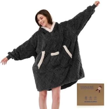 Imagem de KAWAHOME Cobertor com capuz com estampa 3D para mulheres e homens, moletom fofo aconchegante, presentes de aniversário para mãe, namorada, Wellington - cinza escuro