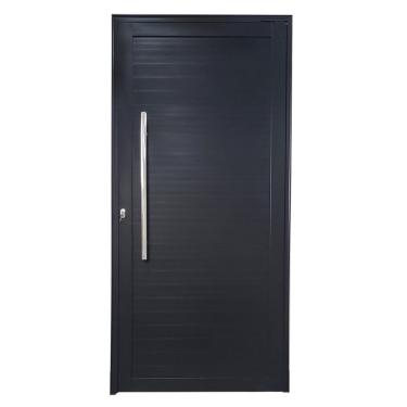 Imagem de Porta Pivotante De Alumínio 210 X 120cm Com Puxador Linha 30 Esquerda Esquadrias Bergamo Preto