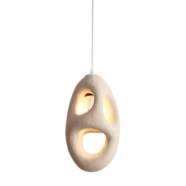 Imagem de Luminária pendente Wabi-sabi, luminária nórdica de teto suspensa, lustre único, luminária de ilha de cozinha, luminária criativa de suspensão para restaurante, quarto, cabeceira E27