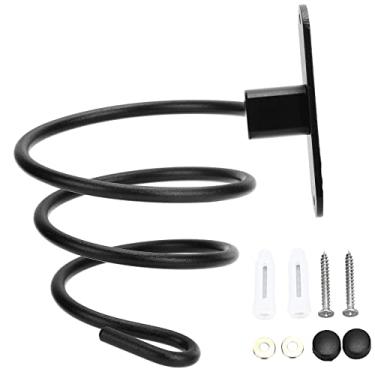 Imagem de Suporte de secador de cabelo montado na parede, à prova d'água, à prova de ferrugem, prateleira organizadora de alumínio para banheiro, quarto, barbearia, salão de beleza, preto