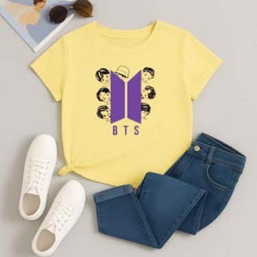 Imagem de Camiseta 100% Algodão Feminina Estampa BTS Desenho Cartoon 615 Alta Qu