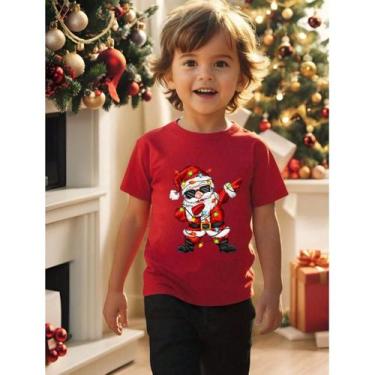 Imagem de Camiseta Infantil Unissex Natal Estampa Papai Noel Pisca Pisca 650 Bri