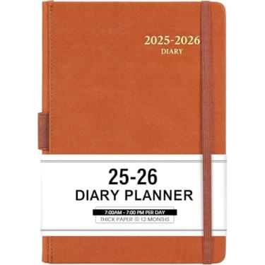 Imagem de Agenda e agenda 2025-2026 - julho de 2025 - junho de 2026, agenda horária diária, 14,6 cm x 21 cm, intervalo de 60 minutos, capa de couro sintético macio, papel premium, calendário acadêmico com alça