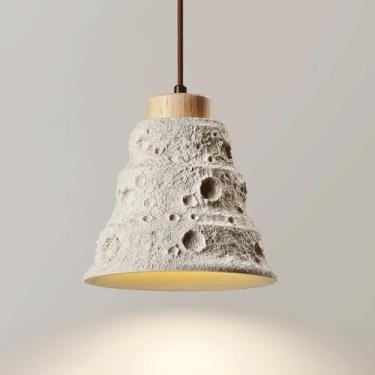 Imagem de YQSLQZZ Lustre pequeno vintage para casa de fazenda, iluminação industrial de micro cimento para cabeceira de cabeceira, luminária pendente para sala de jantar, cozinha, ilha, luzes de teto, para pia