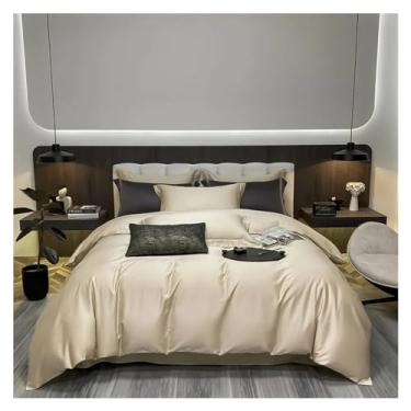 Imagem de Jogo de cama de luxo 100% algodão 400TC conjunto de capa de edredom solteiro queen king capa de colcha com fronha conjunto de 3 peças (3 solteiros)