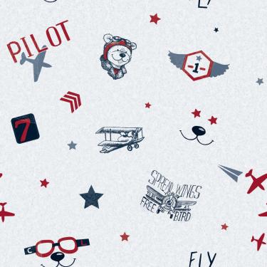 Imagem de Papel de Parede Fofura Baby Desenhos Diversos Ursos e Aviões FF4032