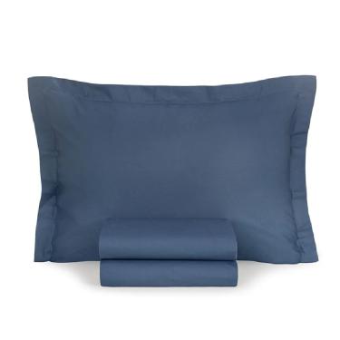 Imagem de Jogo Cama Solteiro 3 Pcs Algodão 200 Fios Marinho Karsten