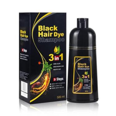 Imagem de Shampoo de tintura de cabelo BELEZALIB Instant Black 500mL, capa 100% 