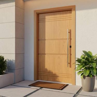 Imagem de Kit Porta de Madeira Pivotante 210x102cm Batente 14cm Fechadura 803 Ro