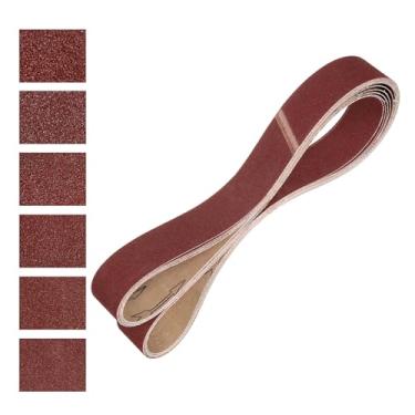 Imagem de HARFINGTON 2 correias de lixamento de 182 cm, 6 peças de lixa abrasiva de óxido de alumínio de 36/40/60/80/100/120 grãos para madeira, polimento de metal, afiador de facas
