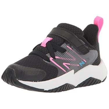 Imagem de New Balance Tênis de corrida infantil Rave Run V2 Hook and Loop, Preto/rosa vibrante, 6.5 Toddler