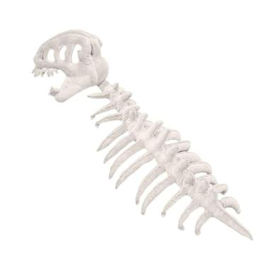 Imagem de MotiveTech Fantasia de esqueleto de dinossauro para meninos e meninas, fantasia de Halloween, capa de cabeça para festa, Branco