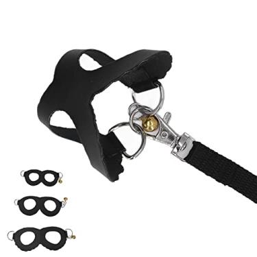 Imagem de RiToEasysports Conjunto de Arnês de Couro para Hamster, Colete de Nylon Durável para Animais de Estimação Com Sinos para Caminhada de Cobaia (Preto)