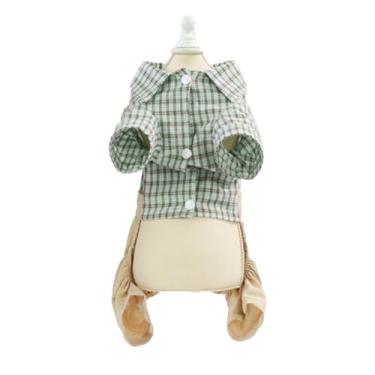 Imagem de Roupas xadrez para cachorro, elegante, respirável, macio, macacão para animais de estimação, calças para caminhadas diárias, todas as estações, material de algodão (G)