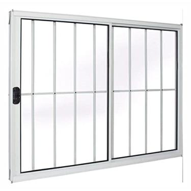 Imagem de Janela 2 folhas 1,20x1,50 com grade no alumínio branco