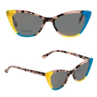 Imagem de Óculos de Sol Feminino Variados Estilo Gatinho – Elegância Retrô com Lentes Polarizadas e Proteção UV Total - Diversos Modelos (Amarelo e Azul)