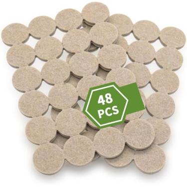 Imagem de 48 peças de almofadas de feltro para móveis, tapetes de cadeira de mesa, protetores de chão de perna, almofadas silenciosas para cadeira e mesa, adesivos antiderrapantes para porta redonda (bege)