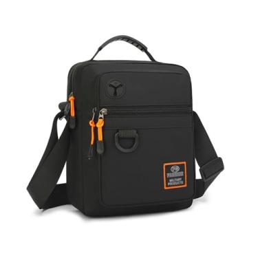 Imagem de Bolsa tiracolo masculina pequena carteira carteiro bolsa tiracolo bolsa de ombro bolsa de ombro bolsa de cinto, Preto, Preto